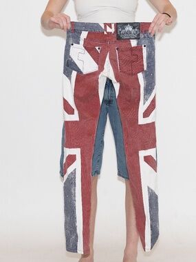 ROXY union jack skinny jeans low rise size 28 roxy religion cotton